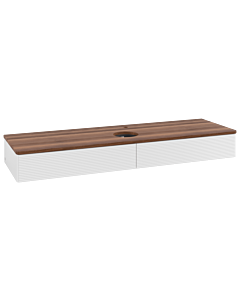 Villeroy und Boch Antao Waschtisch-Unterschrank K14152GF 160x19x50cm, Hahnlochbohrung, Waschbeckenplattenfarbe warm walnut, glossy white lacquer