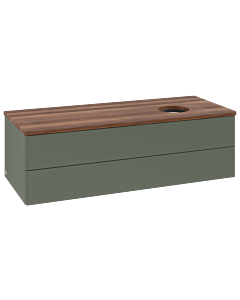 Villeroy und Boch Antao Waschtisch-Unterschrank K23012HL 120x36x50cm, Waschbeckenplattenfarbe warm walnut, leaf green matt lacquer