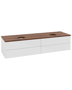 Meuble vasque Villeroy &amp; Boch Antao K28012GF 160 x 36 x 50 cm, plan vasque couleur noyer chaud, laque blanche brillante