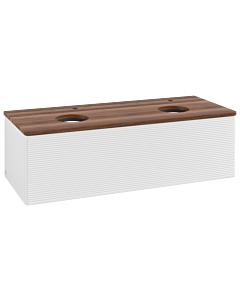 Villeroy &amp; Boch Antao vanity unit K35152GF 120x36x50cm, tap hole, washbasin top color warm walnut, glossy white lacquer