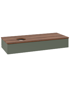 Villeroy &amp; Boch Antao vanity unit L11012HL 120x19x50cm, washbasin top color warm walnut, leaf green matt lacquer