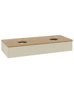 Villeroy &amp; Boch Antao vanity unit L13051HJ with lighting, 120x19x50cm, tap hole, washbasin top color honey oak, silk grey matt lacquer