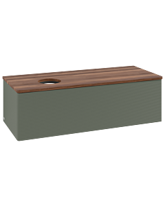 Villeroy &amp; Boch Antao vanity unit L33112HL 120x36x50cm, washbasin top color warm walnut, leaf green matt lacquer