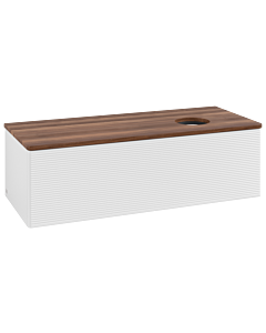Villeroy und Boch Antao Waschtisch-Unterschrank L34112GF mit Beleuchtung, 120x36x50cm, Waschbeckenplattenfarbe warm walnut, glossy white lacquer