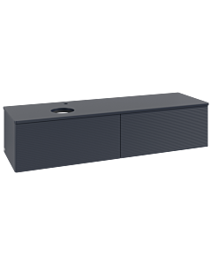 Villeroy und Boch Antao Waschtisch-Unterschrank L37150HG mit Beleuchtung, 2 Auszüge, 1600 x 360 x 500 mm, Front mit Struktur, Midnight Blue Matt Lacquer / Midnight Blue Matt Lacquer
