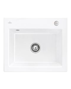 Villeroy & Boch Subway 60 S évier encastrable 330902KG avec garniture de vidage et commande excentrique, 600 x 510 mm, Snow White