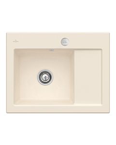 Villeroy und Boch Subway 45 Compact Einbauspüle 331202FU links, mit Ablaufgarnitur, Excenterbetätigung, 650 x 510 mm, ivory CeramicPlus