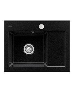 Villeroy und Boch Subway 45 Compact Einbauspüle 331202J0 links, mit Ablaufgarnitur, Excenterbetätigung, 650 x 510 mm, chromite CeramicPlus