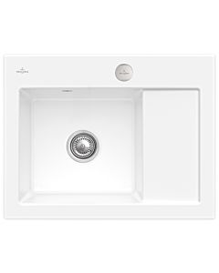 Villeroy und Boch Subway 45 Compact Einbauspüle 331202R1 links, mit Ablaufgarnitur, Excenterbetätigung, 650 x 510 mm, weiß alpin CeramicPlus