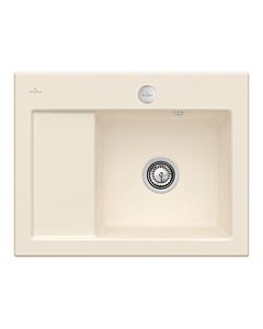 Villeroy und Boch Subway 45 Compact Einbauspüle 331302FU rechts, mit Ablaufgarnitur, Excenterbetätigung, 650 x 510 mm, ivory CeramicPlus
