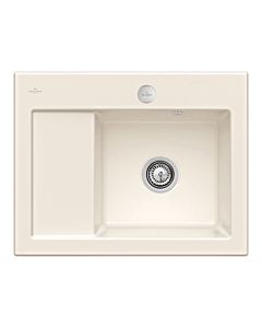 Villeroy und Boch Subway 45 Compact sink 331302KR right, with waste set, pop-up waste, 650 x 510 mm, crema CeramicPlus
