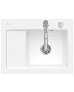 Villeroy und Boch Subway 45 Compact built-in sink 331302R1 right, with waste set, pop-up waste, 650 x 510 mm, white alpine CeramicPlus