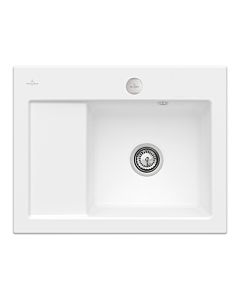 Villeroy und Boch Subway 45 Compact sink 331302RW right, with waste set, pop-up waste, 650 x 510 mm, stone white CeramicPlus