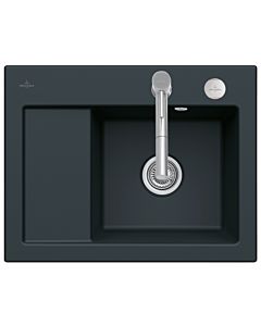 Villeroy & Boch Subway 45 Évier compact encastrable 331302S5 à droite, avec garniture de vidage et commande excentrique, 650 x 510 mm, ébène