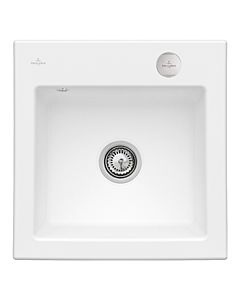 Villeroy und Boch Subway Flächenbündige Spüle 33152FRW mit Ablaufgarnitur und Exzenterbetätigung, Stone White