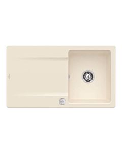 Villeroy und Boch Flächenbündige Spüle 33352FFU mit Ablaufgarnitur und Exzenterbetätigung, Ivory