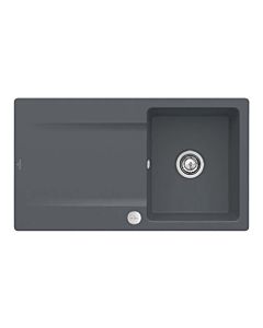 Villeroy und Boch évier à chasse d&#39;eau 33352Fi4 avec garniture de vidage et actionnement excentrique, Graphit