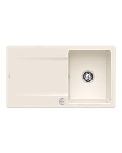 Villeroy und Boch évier à chasse d&#39;eau 33352FKR avec garniture de vidage et actionnement excentrique, Crema