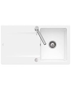 Villeroy und Boch Flächenbündige Spüle 33352FR1 mit Ablaufgarnitur und Exzenterbetätigung, weiß