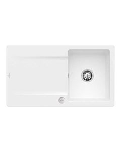 Villeroy und Boch évier à chasse d&#39;eau 33352FRW avec garniture de vidage et actionnement excentrique, Stone White