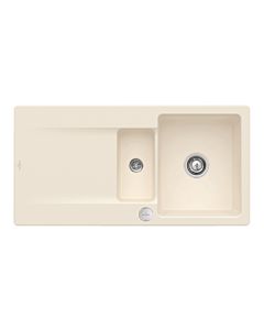 Villeroy und Boch Siluet Flush-mounted sink 33372FFU with drain fitting and eccentric operation, Ivory