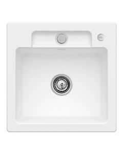 Villeroy und Boch Siluet Spüle 334502RW mit Ablaufgarnitur und Exzenterbetätigung, Stone White