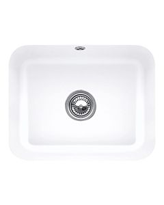 Villeroy und Boch undermount sink 670602RW with drain fitting, eccentric operation, fastening kit, Stone White