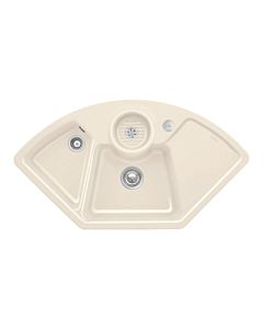 Villeroy und Boch Solo évier d&#39;angle d&#39;angle 670802KR garniture de vidange , actionnement excentrique, restes de cuve, crème