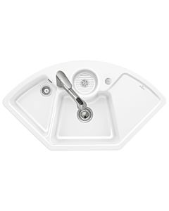 Villeroy und Boch Solo évier d&#39;angle d&#39;angle 670802R1 garniture de vidange , actionnement excentrique, bac à restes, blanc