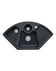 Villeroy und Boch Solo évier d&#39;angle 670802S5 garniture de vidange , fonctionnement excentrique, bac à restes, Ébène