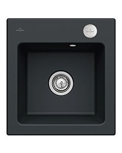 Villeroy & Boch Subway 45 XS Einbauspüle 678102S5 mit Ablaufgarnitur und Exzenterbetätigung, 475x510mm, Ebony