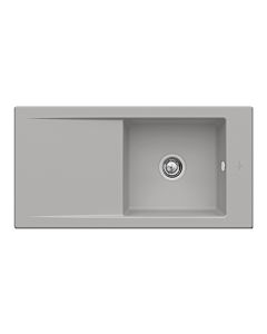 Villeroy und Boch Timeline 60 Évier plat à chasse d&#39;eau 67902FKD avec garniture de vidage et actionnement excentrique, Fossil