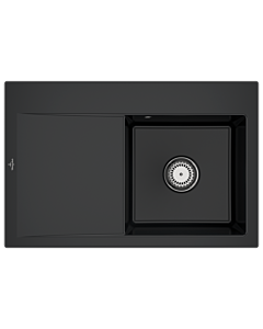 Villeroy und Boch Subway Style 45 Einbauspüle 334701R7 rechts, mit Ablaufgarnitur, pure black, 78 x 51 cm