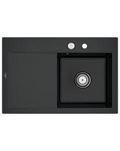 Villeroy und Boch Subway Style 45 Einbauspüle 334702R7 rechts, mit Ablaufgarnitur, pure black, 78 x 51 cm