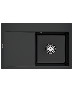 Villeroy und Boch Subway Style 45 Flat flush-mounted sink 33471FR7 right, with drain fitting, manual operation, pure black, 78 x 51 cm