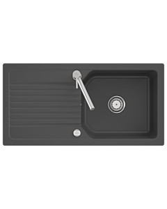 Évier Villeroy &amp; Boch Linara 60 à plat, encastré, référence 33862Fi4, avec bonde excentrée, revêtement CeramicPlus graphite