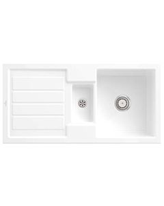 Villeroy & Boch Évier encastré avec garniture de vidage 330401R1 avec garniture de vidage et fonctionnement manuel, blanc