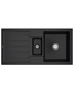Villeroy & Boch évier encastré avec garniture de vidage 330401S5 avec garniture de vidage et fonctionnement manuel, ébène