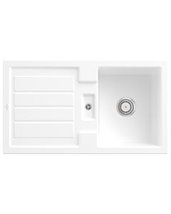 Villeroy & Boch Flavia évier encastré avec garniture de vidage et fonctionnement manuel, Stone White