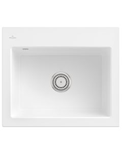 Villeroy & Boch Subway 60 S évier encastrable 330901KG avec garniture de vidage et commande manuelle, 600 x 510 mm, Snow White