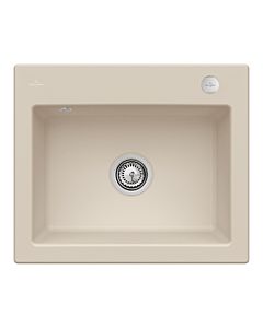 Villeroy und Boch Subway 60 S évier à encastrer 330902AM avec garniture de vidage , commande excentrique, 600 x 510 mm, amande CeramicPlus