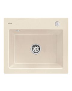 Villeroy und Boch Subway 60 S évier à encastrer 330902FU avec garniture de vidage , commande excentrique, 600 x 510 mm, ivoire CeramicPlus