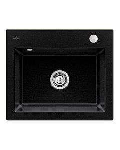 Villeroy und Boch Subway 60 S Einbauspüle 330902J0 mit Ablaufgarnitur, Excenterbetätigung, 600 x 510 mm, chromite CeramicPlus