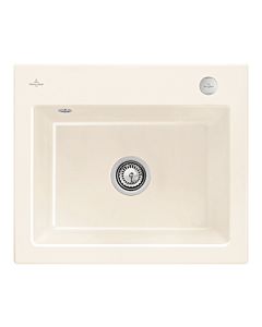 Villeroy und Boch Subway 60 S Einbauspüle 330902KR mit Ablaufgarnitur, Excenterbetätigung, 600 x 510 mm, crema CeramicPlus