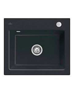 Villeroy und Boch Subway 60 S Einbauspüle 330902S5 mit Ablaufgarnitur, Excenterbetätigung, 600 x 510 mm, ebony CeramicPlus