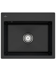 Villeroy und Boch Subway Flächenbündige Spüle 33091FS5 mit Ablaufgarnitur und Handbetätigung, Ebony