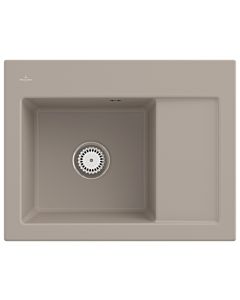 Villeroy und Boch Subway 45 Compact Einbauspüle 331201AM links, mit Ablaufgarnitur, Handbetätigung, 650 x 510 mm, almond CeramicPlus