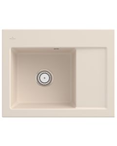 Villeroy und Boch Subway 45 Évier compact à encastrer 331201FU gauche, avec garniture de vidage , commande manuelle, 650 x 510 mm, ivoire CeramicPlus
