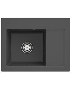 Villeroy und Boch Subway 45 Compact Einbauspüle 331201i4 links, mit Ablaufgarnitur, Handbetätigung, 650 x 510 mm, graphit CeramicPlus