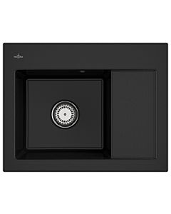 Villeroy und Boch Subway 45 Compact Einbauspüle 331201J0 links, mit Ablaufgarnitur, Handbetätigung, 650 x 510 mm, chromite CeramicPlus